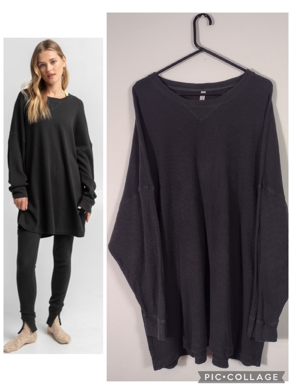 Free People Oversized Slouchy Early Night Thermal Top Size Small